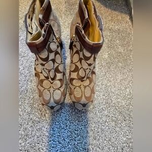 Authentic Coach Women's Brown Patterned Ankle Boots